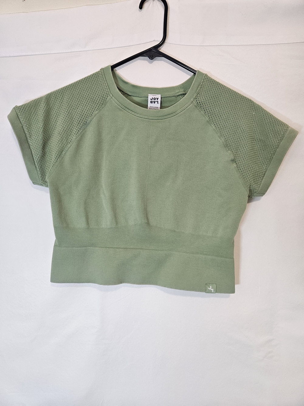 JoyLab Sage Green Cropped Short Sleeve Tee yoga Workout Athleisure